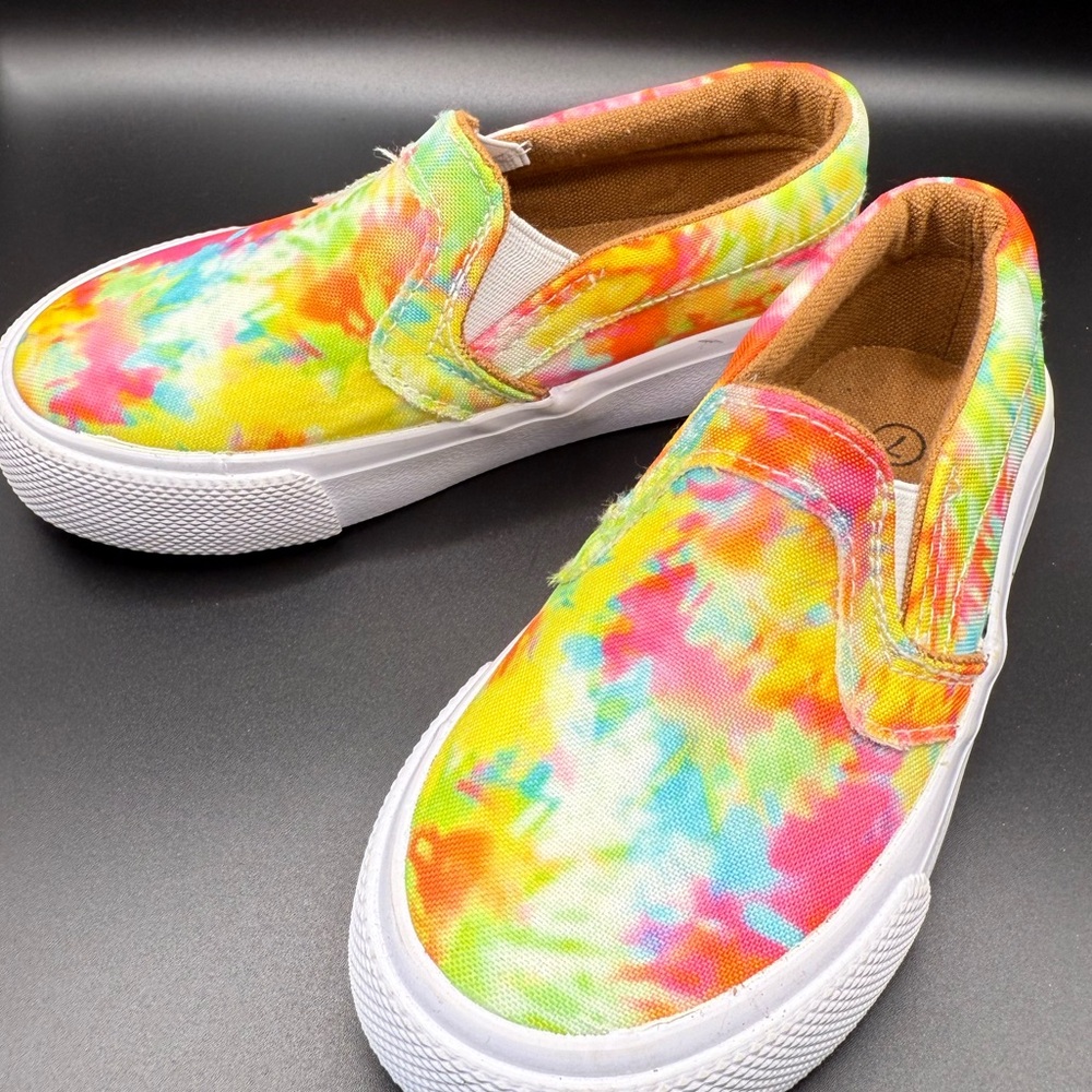 Bright Tie-Dye Slip-On Canvas Sneakers | Size 7